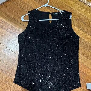 DKNY Sparkling Black Sequin Tank Top